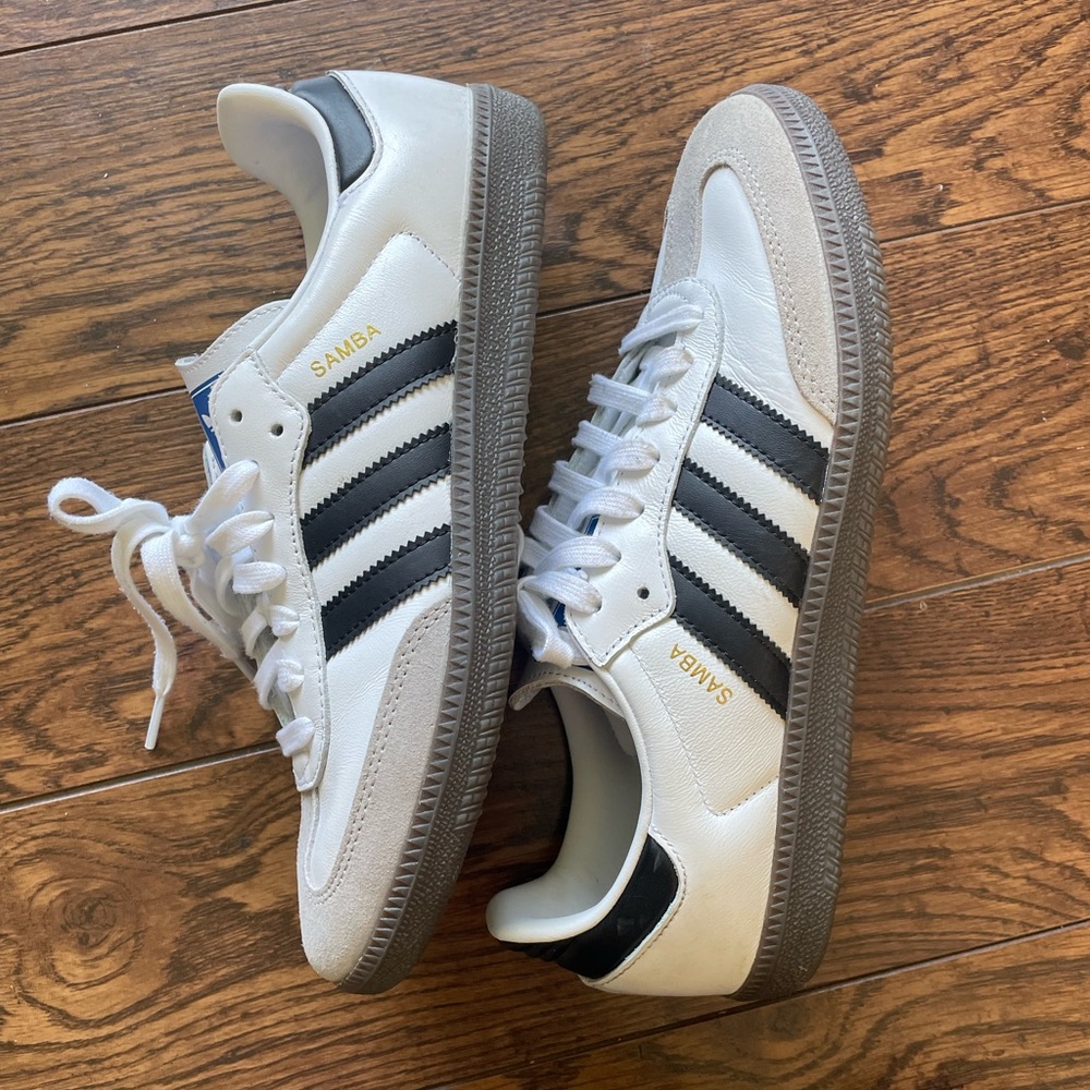 adidas Samba White and Black Athletic Shoes